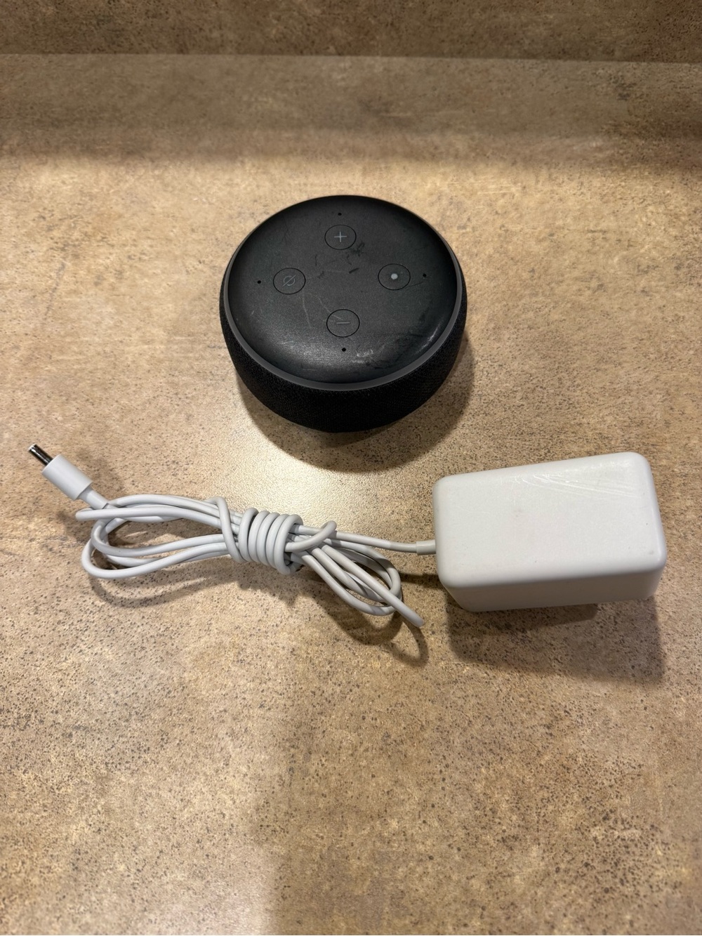 Amazon Echo Dot 3rd Gen Black Smart Speaker Alexa w/ White Adapter - Tested